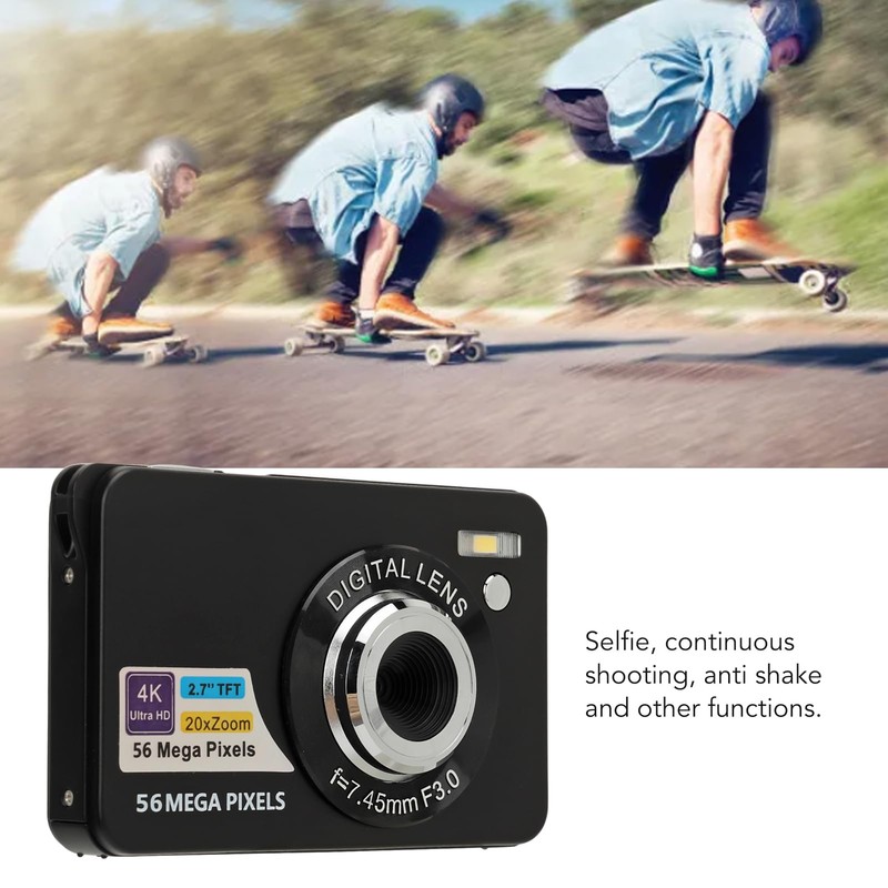 56MP Digital Camera, 2.7in 20X Zoom Camera, 4K Vlogging Camera