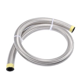 3ft 12AN Fuel Hose AN12 Universal Car Braided Stainless Steel CPE Oil Fuel Gas Line Hose Silver Tone