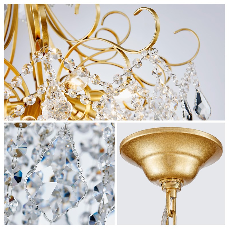 WUZUPS Crystal Chandelier 10-Light Pendant Ceiling Light Modern Lighting Fixture