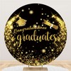 DORCEV Congratulations Graduates Round Backdrop Cover 7.2x7.2ft Polyester Photography Backdrop