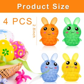 4Pcs Easter Bunny Stress Balls Toy, Easter Gifts for Kids, Easter Basket Fillers, Rabbit Squeeze Toy for Easter Party Favor for Kids Children