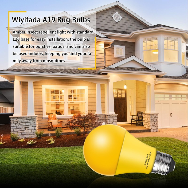 Wiyifada LED Bug Light Bulbs Outdoor 4 Pack,9W Amber Yellow