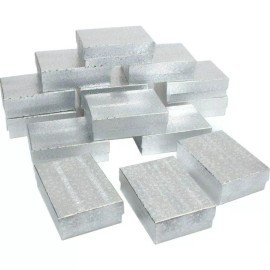 FindingKing 15 Cotton Boxes Silver Pendant Charm Jewelry Displays