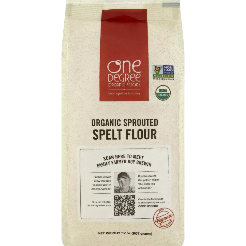 One Degree Flour Spelt Sprouted Organic 32 Oz (Pack of