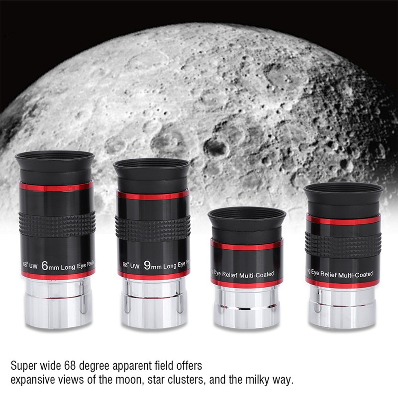 1.25" 68° Ultra Wide Angle FMC Eyepiece Kit 6+9+15+20mm for