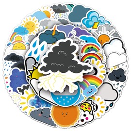 50PCS Weather Stickers for Journaling Calendars Laptop Decoration Waterproof Vinyl Decals for DIY Projects & Home Accents Printed with Clear Graphics of Sun Rain Snow and Clouds