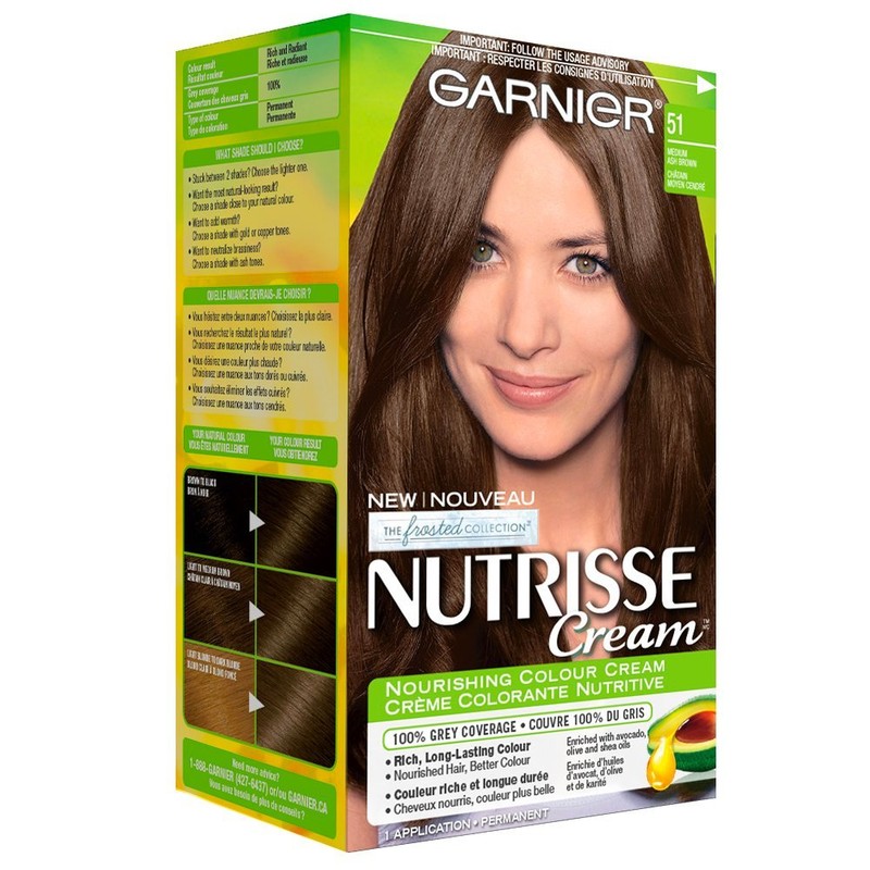 Garnier Nutrisse Cream, Permanent Hair Colour, 51 Medium Ash Brown,