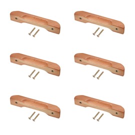 sourcing map 6Pcs Wood Drawer Pulls Handles, 96mm/3.8" Hole Spacing Bridge Shaped Beech Wood Cabinets Drawer Knobs Pull Handles for Kitchen Cabinets Furniture (Light Brown, 130mm Length)