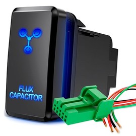 Nilight Nilight Flux Capacitor Push Button Switch 12V ON Off Switches with Connector Wire Kit 1.54" x 0.83" Replacement for Toyota FJ Cruiser Fortuner Ta coma Highlander Tundra 4Runner Prado Land Cruiser