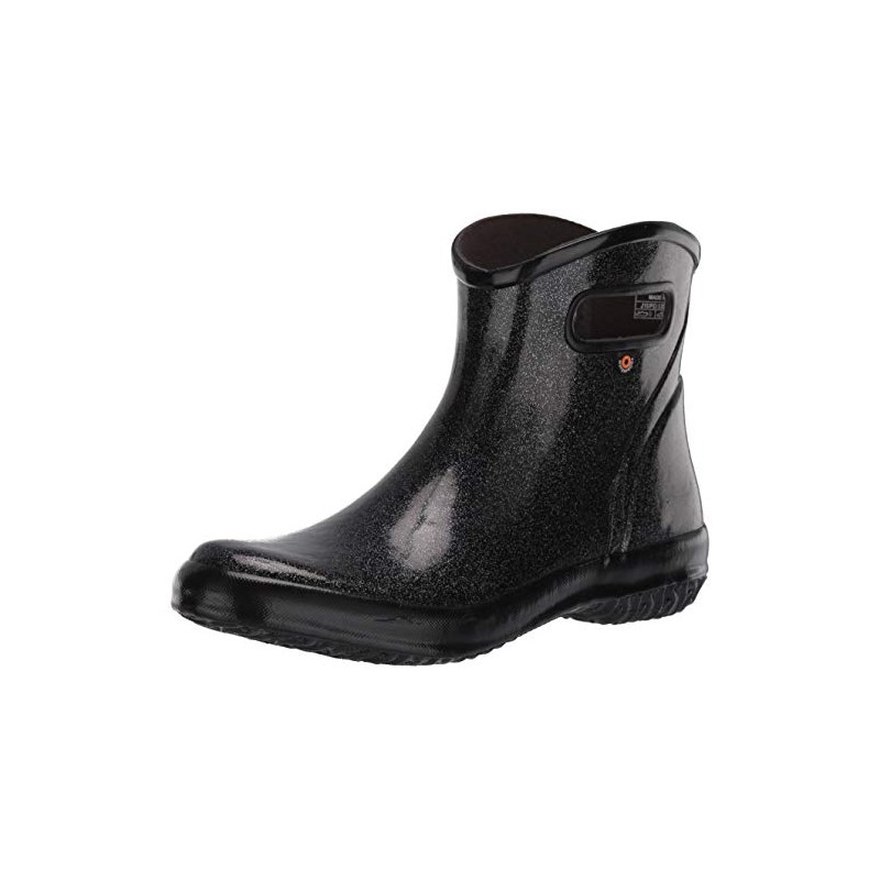 BOGS womens Rainboot Ankle Height Waterproof,Glitter Black,9