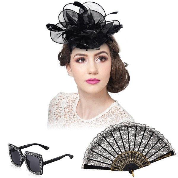Solsew 3 Pcs Derby Fascinators Hat Women Derby Tea Party