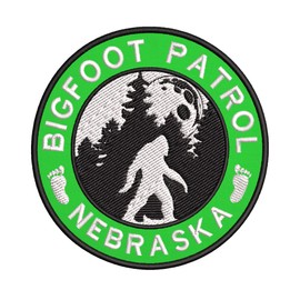 Nebraska Bigfoot Patrol Embroidered Premium Patch DIY Iron-on or Sew-on Decorative Badge EmblemVacation Travel Souvenir X-File Unexplained Mysteries Space Ship UFO Flying Saucer Cryptid Sasquatch