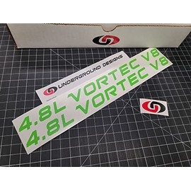 4.8L Vortec V8 Decals (2-Pack) Engine Hood Stickers Truck Accessories fits Silverado Sierra Savana Express 1500 (Monster Lime Green)