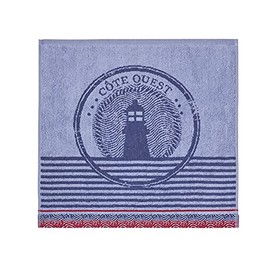 Coucke French Cotton Square Terry Towel, Lighthouse 20 by 20 Inches, Blue, 100% Cotton