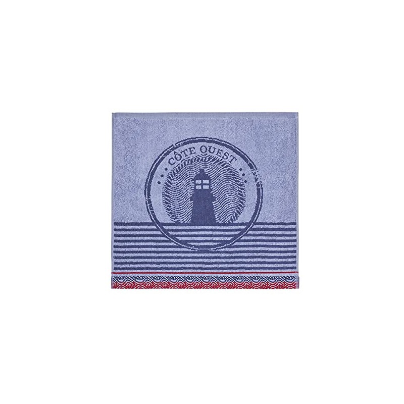 Coucke French Cotton Square Terry Towel, Lighthouse 20 by 20