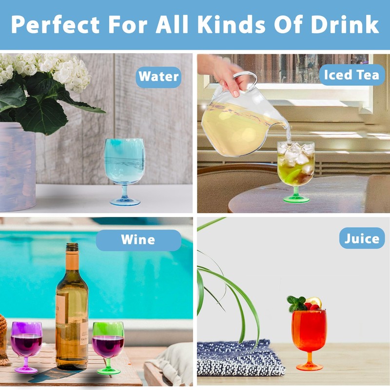 Lily's Home 12 oz Set of 8 Colors Unbreakable Poolside
