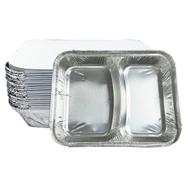 AIDUZETY 8.9"x6.9" Disposable Aluminum Pans with Lids - Foil Containers for Takeout Food, Catering, and Restaurants (20 Pack)