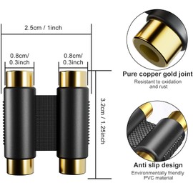 BERLAT RCA Female to Female Coupler, RCA Female to RCA Female Interconnect Coupler Adapter, with Gold Plated Housing for Amplifier, Subwoofer, Mixer (2rca F-F- 4 Pack)