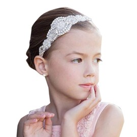 Missgrace Crystal Flower Girl Headband Wedding Hair Accessories-Rhinestone Jewelry Headdress Silver