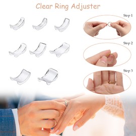 Tamaño de Anillo Adaptadores Transparent Ring Reducer for Loose Rings Men and Women, 8 Sizes, Transparent Ring Adjuster with Ring Size Adjustment, Spacer, Polishing Cloth and Measuring Tool, Alumide