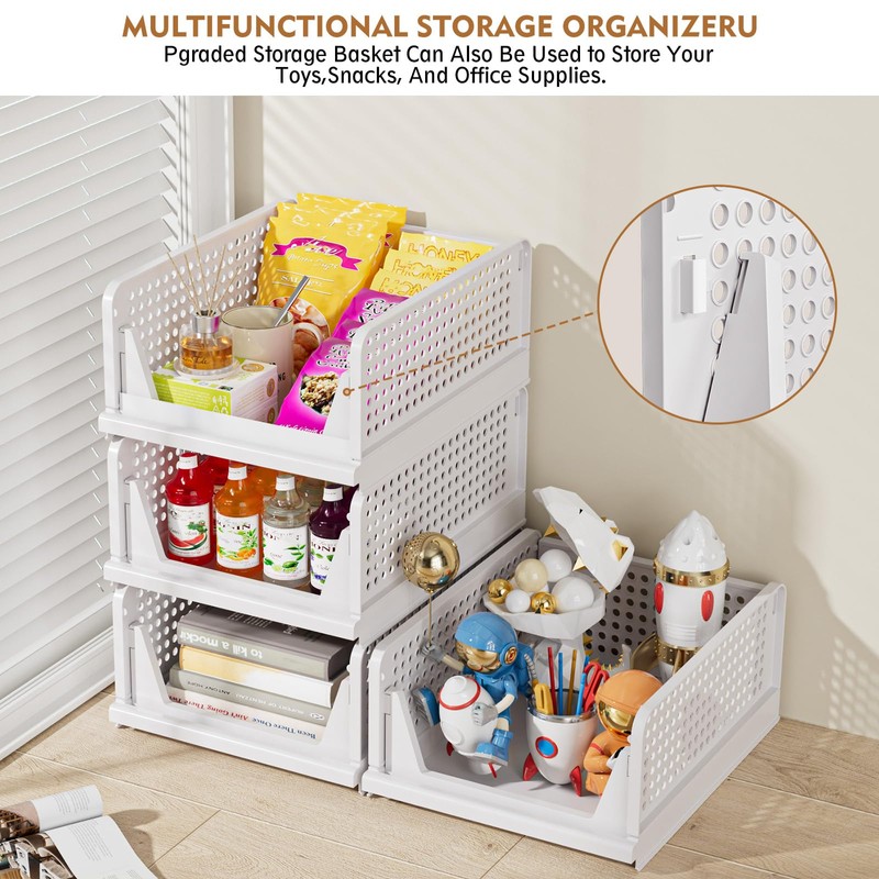 SNSLXH 5 Pack Stackable Closet Organizer Box, Multifunctional & Foldable