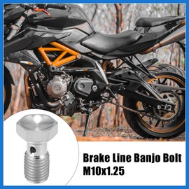 VekAuto M10x1.25 25mm Length Thread Stainless Steel Banjo Bolts Turbo Brake Line Fitting Adapter for Car 2pcs Auto Accessories