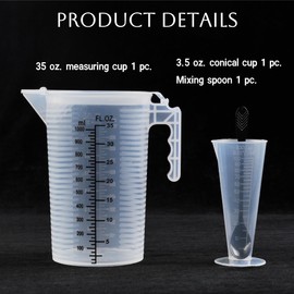 VIREYA Fertilizer Measuring Cup Set with Spoon, 100ml Precision Cup and 1000ml/35oz Dual Scale Mixing Cup, Accurate Measurement for Gardening Solutions, Heavy Duty
