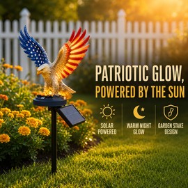Solar Eagle Garden Light 9.84in Patriotic LED Outdoor Stake Memorial Day 4th of July Decor