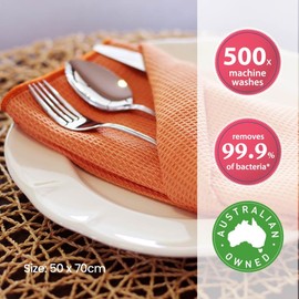 White Magic Tea Towel Single Pack, Tangerine – Recycled Plastic Ultra Absorbent Microfibre, 70x50cm, Lint-Free, Quick-Drying, Durable & Stylish Kitchen Towel, Multi-Purpose Use, Easy Care