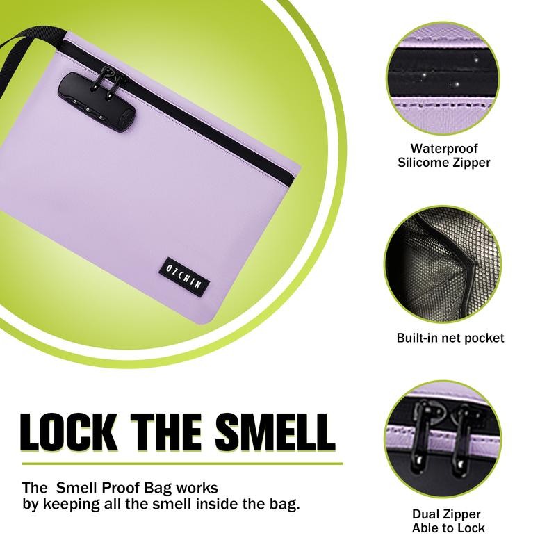 OZCHIN Smell Proof Bag with Combination Lock 10'' X 7''