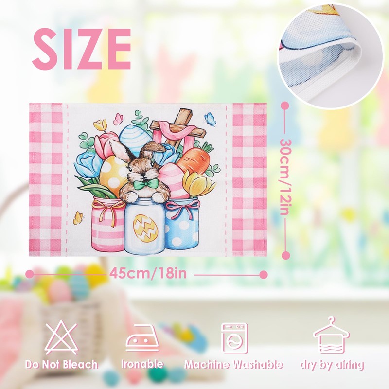 Bigqin 4 Pieces Placemat Easter Linen 45 * 30cm, Happy
