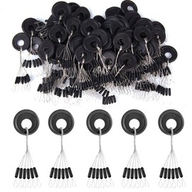 Symphonyw Fishing Bobber Stoppers 300pcs 50 Groups/Set Black Rubber Beads Stopper for Fishing Float Beans Space