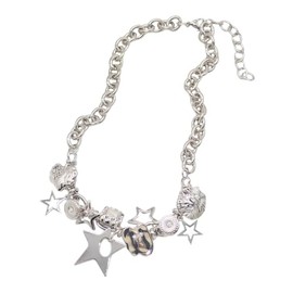 DATOA Silver Star Choker Necklace for Women Gothic Grunge Necklace Y2K Aesthetic Outfit Jewelry Accessories