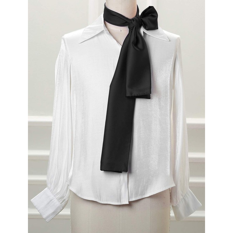 Allegra K Neckerchief Ribbon Scarf, Silk, Rectangle, Thin Belt, Hair