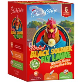 Cluck Chirp Dried Black Soldier Fly Larvae, Non-GMO, Natural Chicken Treats & High-Protein Poultry Snacks for Backyard Chickens, Laying Hens & Ducks, 5 lb Box
