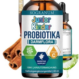 Junior Children's Probiotics Intestinal Flora Drops | Intestinal Treatment, Microbiome, Bloating, Immune System, Vitamin Children, Bifidobacterium Infantis | Aloe Vera, Chlorella, Lactobacillus, Vitamin C - 60 ml