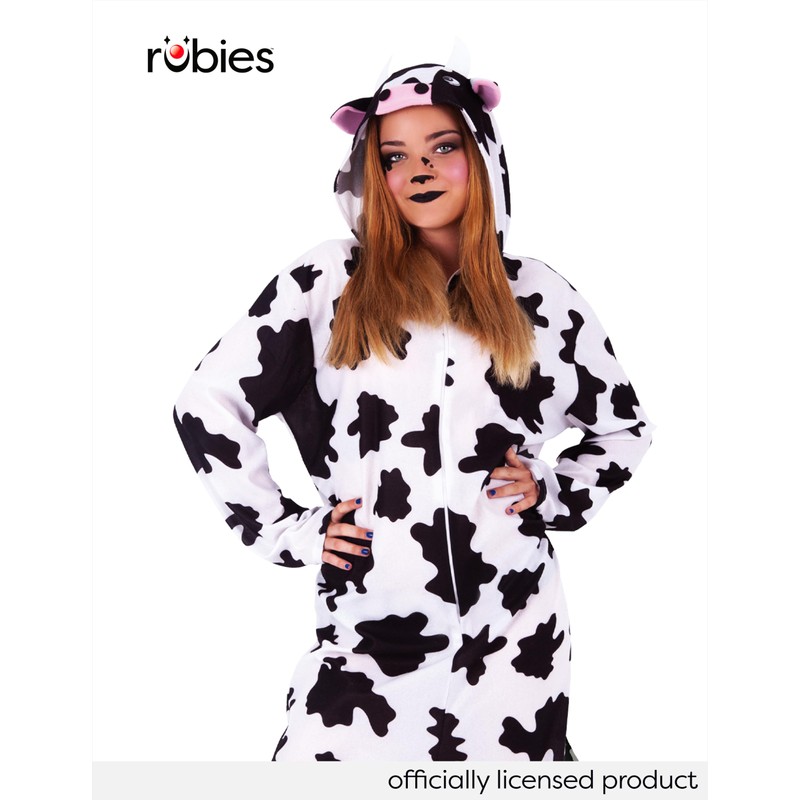 Rubie's Rubies Kuh-Kostüm für Erwachsene, Unisex, Einheitsgröße, weißer Jumpsuit mit