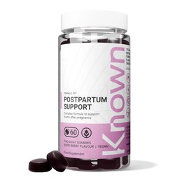 Known Known Postpartum Support Gummies - Multivitamin - Post Pregnancy Recovery & Energy - Natural Mixed Berry Flavour - 60 Vegan Gummies, 1 Month Supply