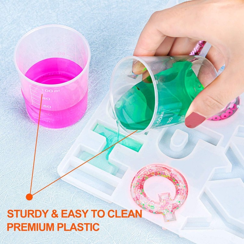 25 Pcs Plastic Measuring Cups, Resin Mixing Cups, Epoxy Mixing