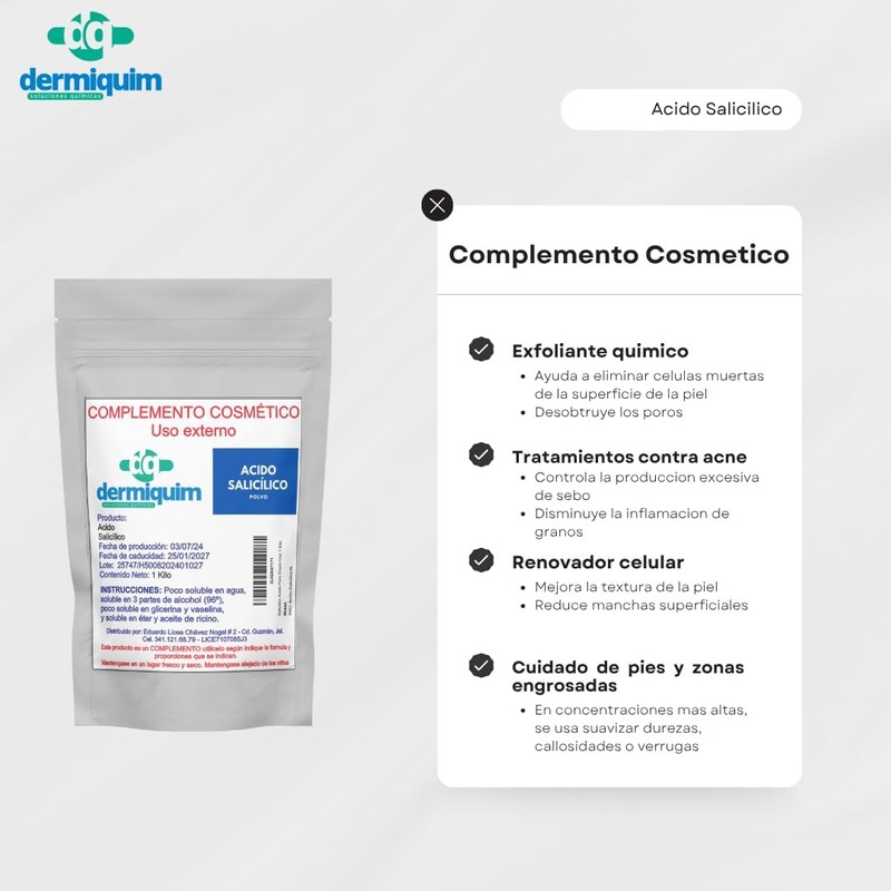 Acido Salicilico I Complemento Cosmetico De Uso Externo I En