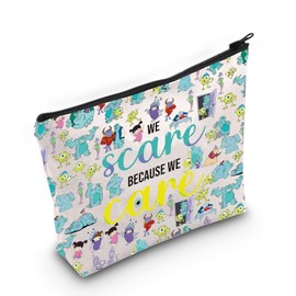 LEVLO Funny Monsters Movie Cosmetic Make Up Bag Mike Sully Boo Fans Gift We Scare Because We Care Makeup Zipper Pouch Bag For Women Girls (We Scare Full)