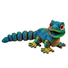 1PCS 3D Printed Gecko Toy, 3D Printed Animals for Stress Relief, Sensory Fidget Toy for Adults and Kids, Flexible 3D Printed Lizard for Office Desk, Home Decor and Gift, 13.8 x 2.3 cm