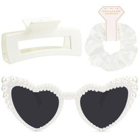 Women's Hair Clip, Heart Sunglasses with Pearls, Hair Scrunchie, Bridesmaids Scrunchies, Scrunchies, Hair Clips, Women, Wedding Accessories for Bride, Stag Night