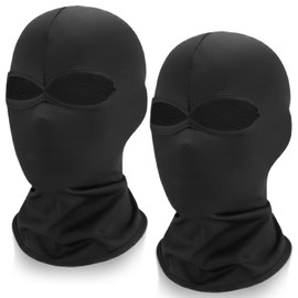 Xinjieda 2Pcs Balaclava Ski Mask Lightweight Full Face Mask Black Balaclavas for Men Women 2 Hole Breathable Face Cover for Motorcycle Running Skiing Hiking UV Protection & Wind Protection