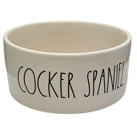 Rae Dunn Magenta Finely Glazed Ceramic Large Dog Feeding Bowl | Diameter: 6" | Inscribed: Cocker Spaniel