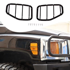 Lcojicep Turn Signal Light Grilles Compatible with Hummer H3 2005-2009, Side Blinker Light Cover Guard, Car Side Marker Light Grill Protector Cover, Side Marker Light Covers Guard Trim(2PCS)