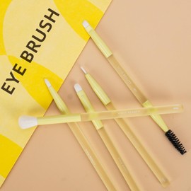 VIVID BEAUTY 5pcs Eye Makeup Brush Set Soft Hairs & Rubber Handle Professional Eyeshadow Brush Set Includes Blending Eyeshadow Eyeliner Makeup Brushes Ideal for Beginners and Makeup Artists (Yellow)