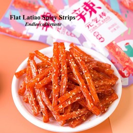 Fraunitsh Latiao Spicy Strips, Spicy Gluten Latiao Spicy Strip, Chinese Classic Spicy Leisure Latiao Snack Food, 大面筋, 辣条, Nostalgic Latiao Snack (Pack of 3, Spicy and sweet)