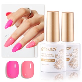 Gellen Pink Gel Nail Polish Set - 2Pcs 10ml Bright Pink Gel Polish and Water Pink Colors Gel Polish Kit Soak Off LED Gel Nail Kit Manicure DIY Home Gifts for Women