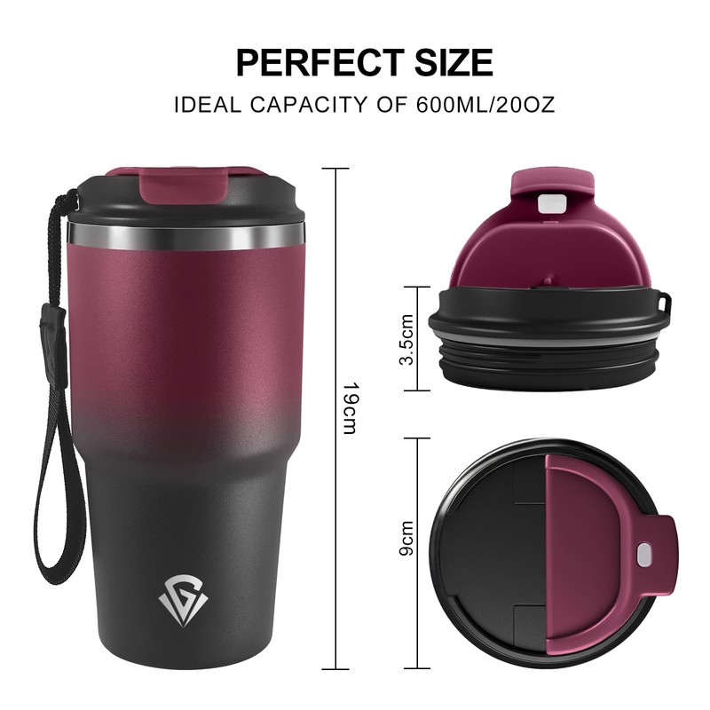 Tazza Termica 600ml 20oz, Termos Caffè con Doble Pared Reutilizable,